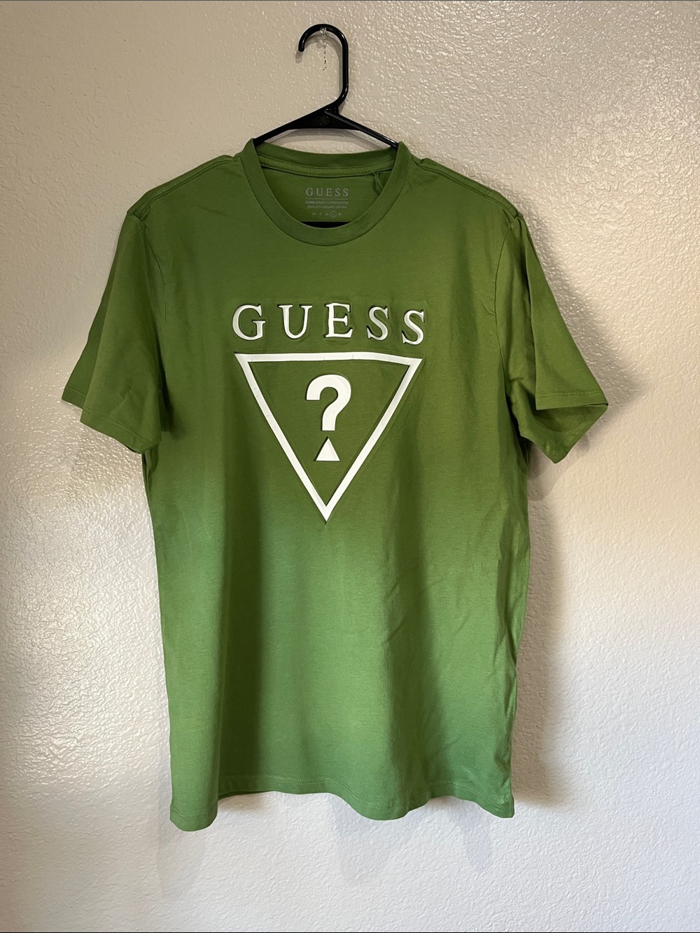 Guess Men’s Olive Green White Logo Short Sleeve Tee Sz L Casual Summer Vacay - Picture 1 of 7